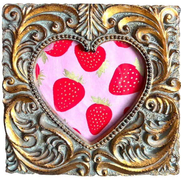 Roma Downey for Home Interiors Gold Metallic Ornate Frame w Glass & Art 6.75" sq - Picture 4 of 16